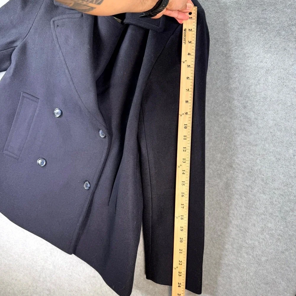 Banana Republic Pea Coat Mens Large Navy Blue Wool Blend Double Breasted Classic